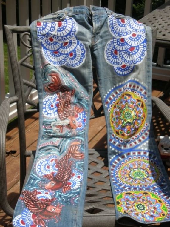 Items similar to Custom Painted Jeans on Etsy