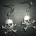 Silver skull and crossbones-earrings-heart eyes-super cute, made by me