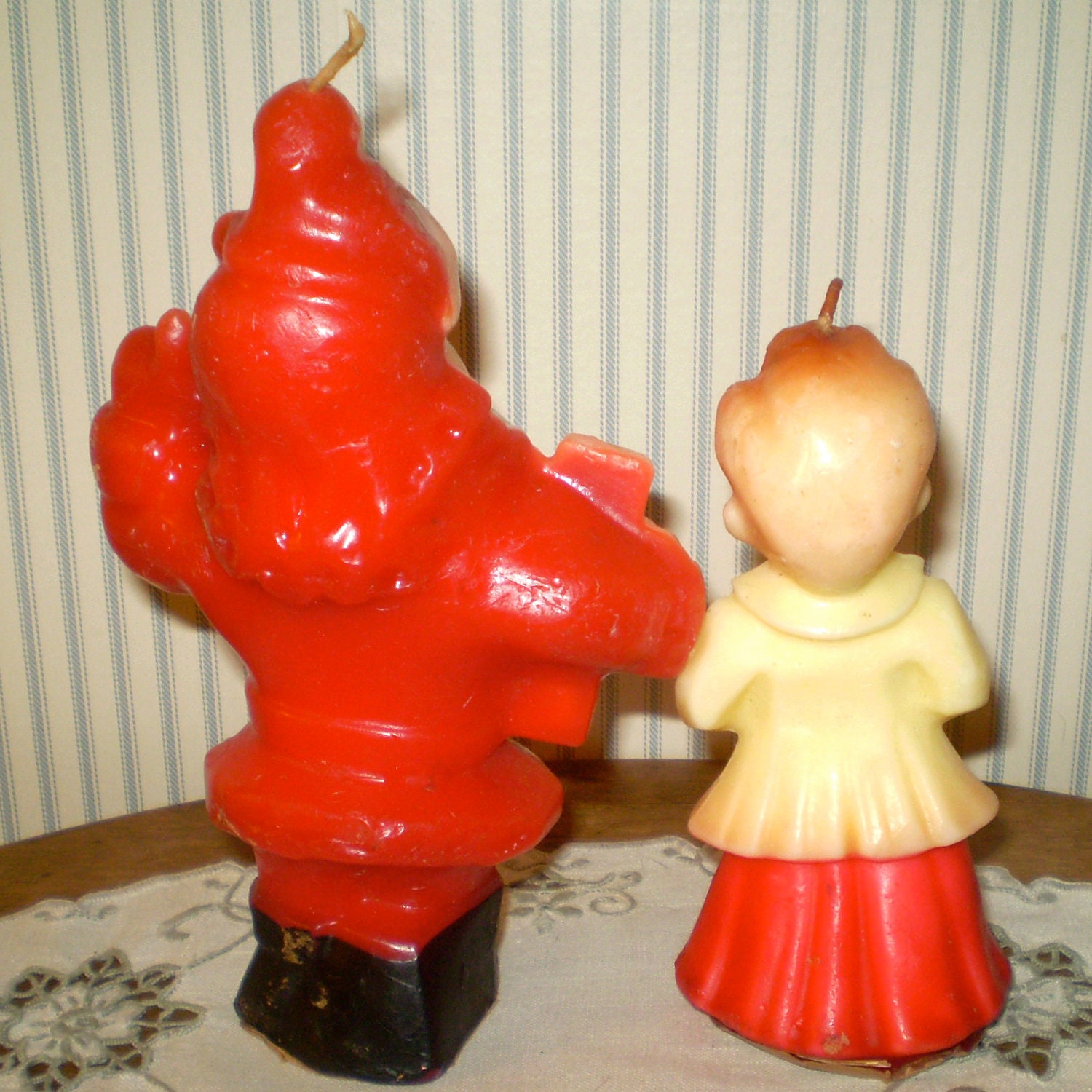 Two Vintage Gurley Christmas Candles Santa and Choir boy with