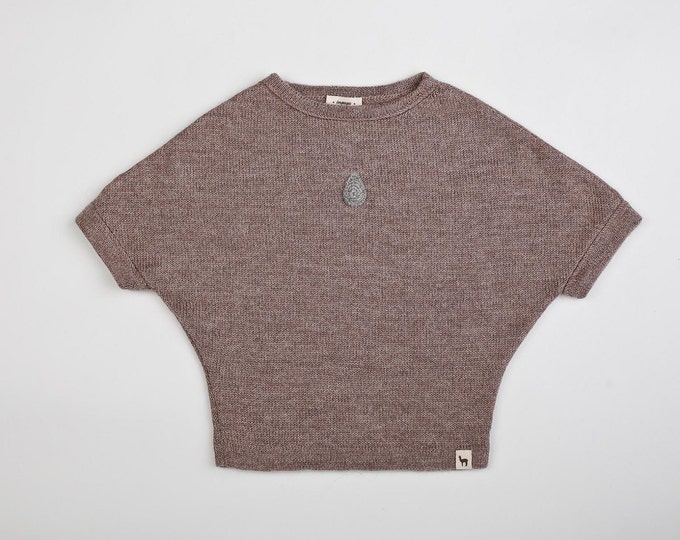 Rain drop sweater 2-5 years / Baby alpaca wool top for girls / decorated with embellished rain drop