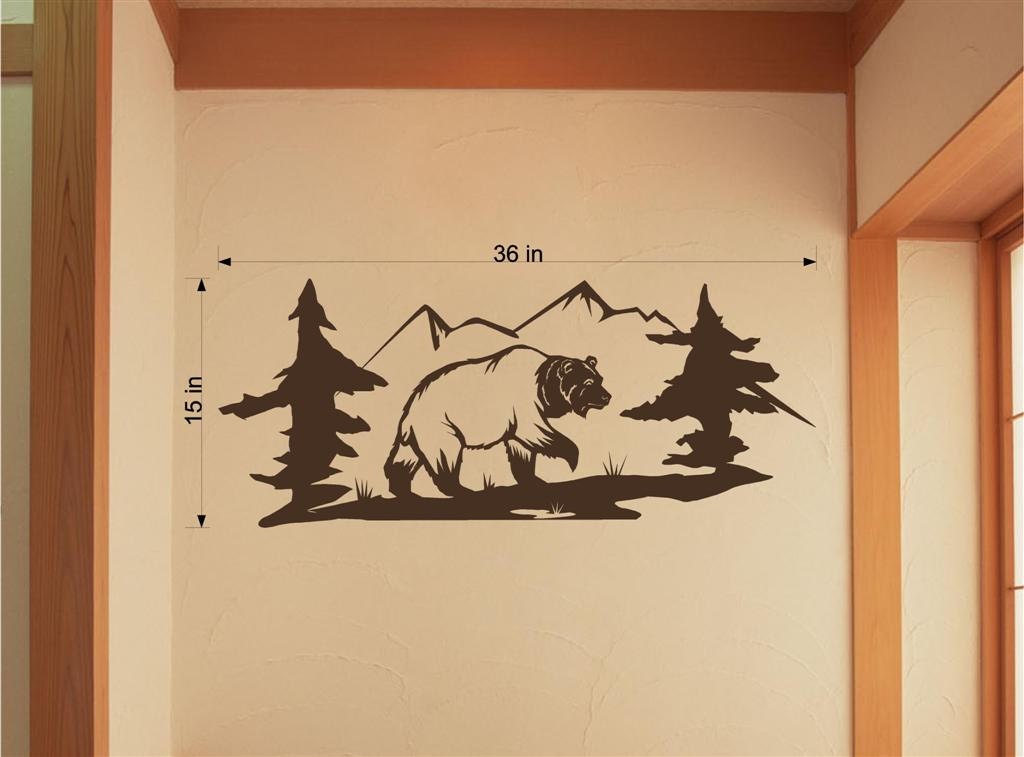Wall Art Decor Bear Animal Rustic Cabin Lodge Mountains