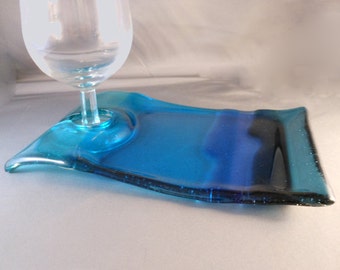 Fused Glass Wine & Dine Plate (Gradient Blues or Gradient Yellows)