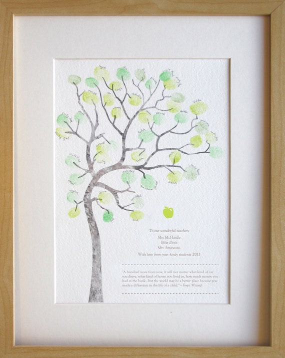 Fingerprint tree teachers gift classroom gift graduation