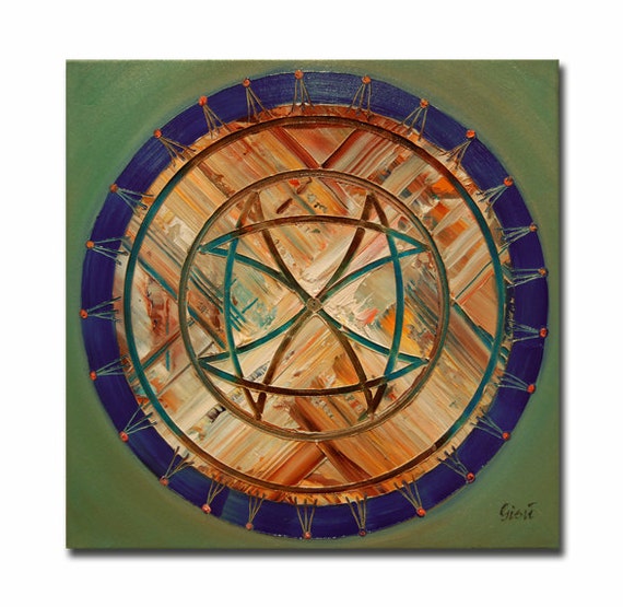 ORIGINAL mandala painting, spiritual art, meditation art, mandala art, blue orange