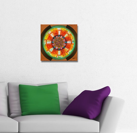 ORIGINAL mandala painting, spiritual art, meditation art, mandala art, orange
