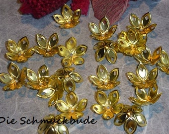 D-03222 - 25 Bead caps Gold 18mm