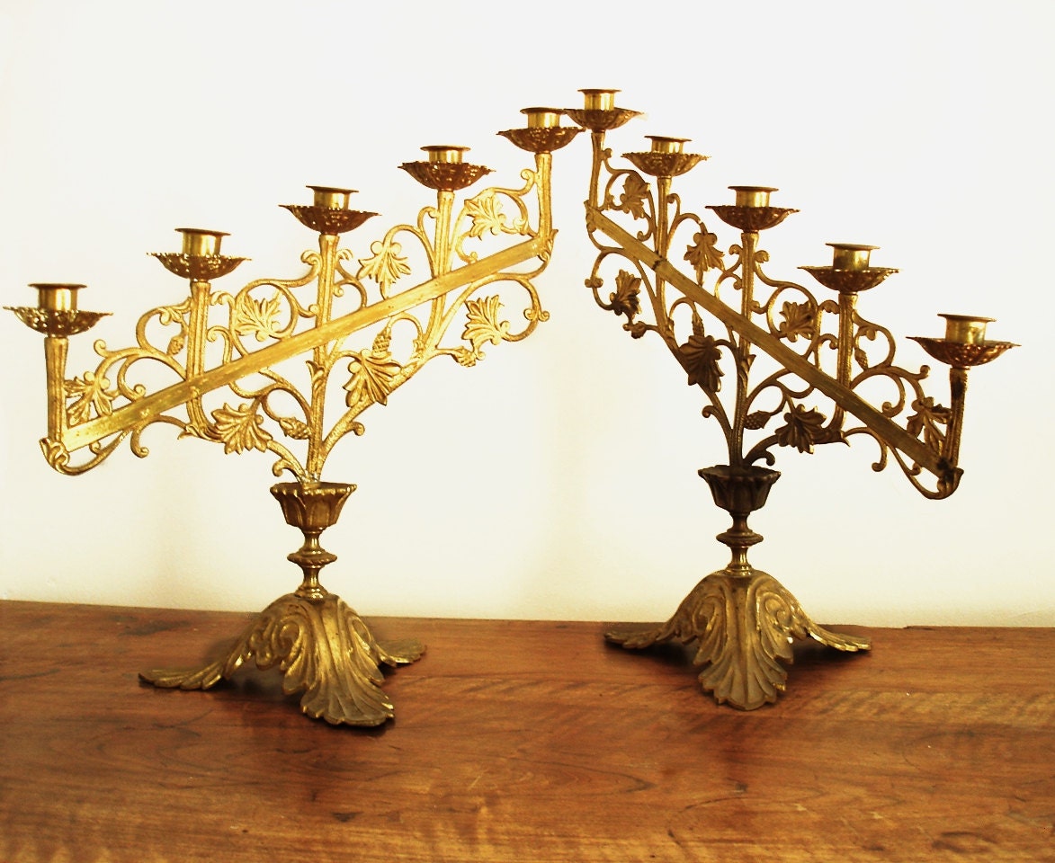 Reserved for S. Two Gold Leaf Church Altar Candelabras.