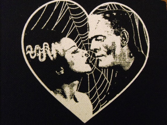 FRANKENSTEIN and BRIDE heart patch goth horror punk Free