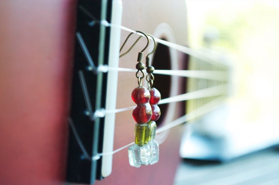 chunky glass earrings boho gypsy