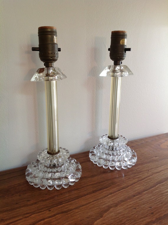 Items similar to Antique Glass Table Lamps 9" High, sold as a pair