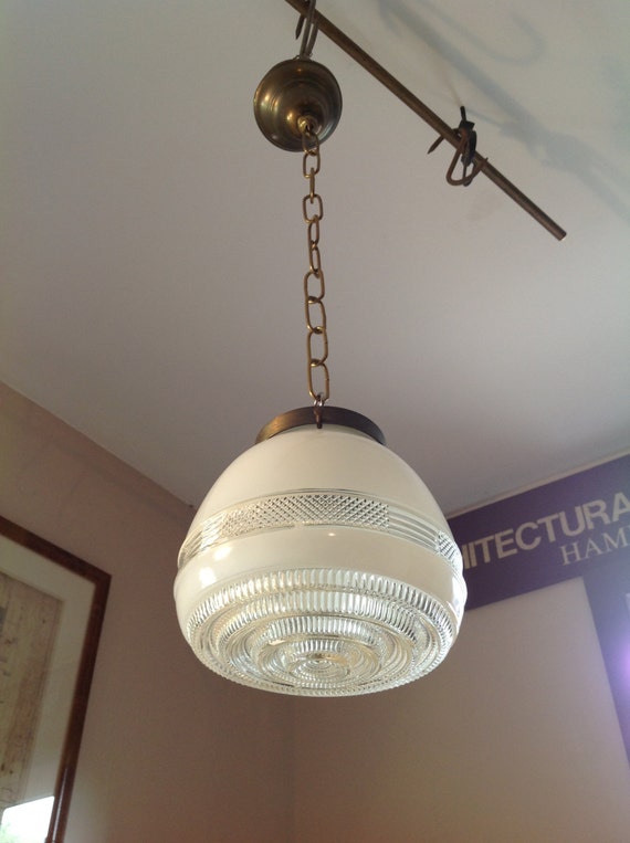 Antique Kitchen Light Fixture with Glass Shade Art Deco