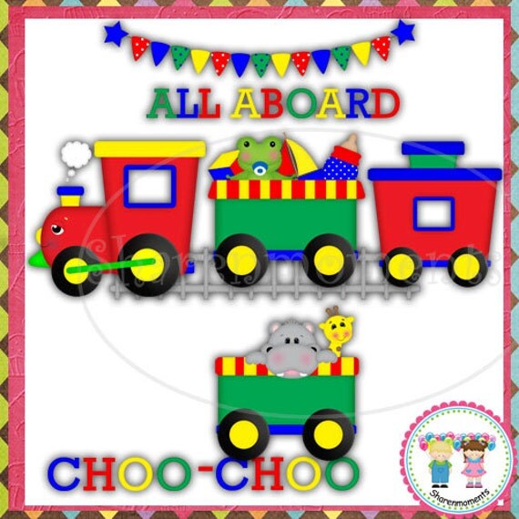 Items Similar To All Aboard Train Digital Clipart For Commercial And