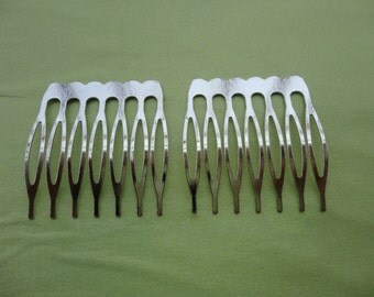 50pcs Silver Plated Metal Hair Combs (7 teeth) 40 x37mm--HA28