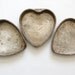 Rustic Metal Cake Pans / Heart Shape / Weathered Patina / Set of 3 Novelty Tins