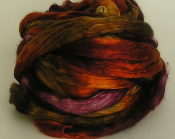 Silk Top Roving Sliver Mulberry cultivated Fiber HARVEST HOME Luxurious Supreme Quality Hand Painted for Handspinning 2 oz