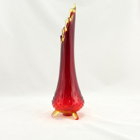 LE Smith Fayette Swung Vase Red Yellow Vtg