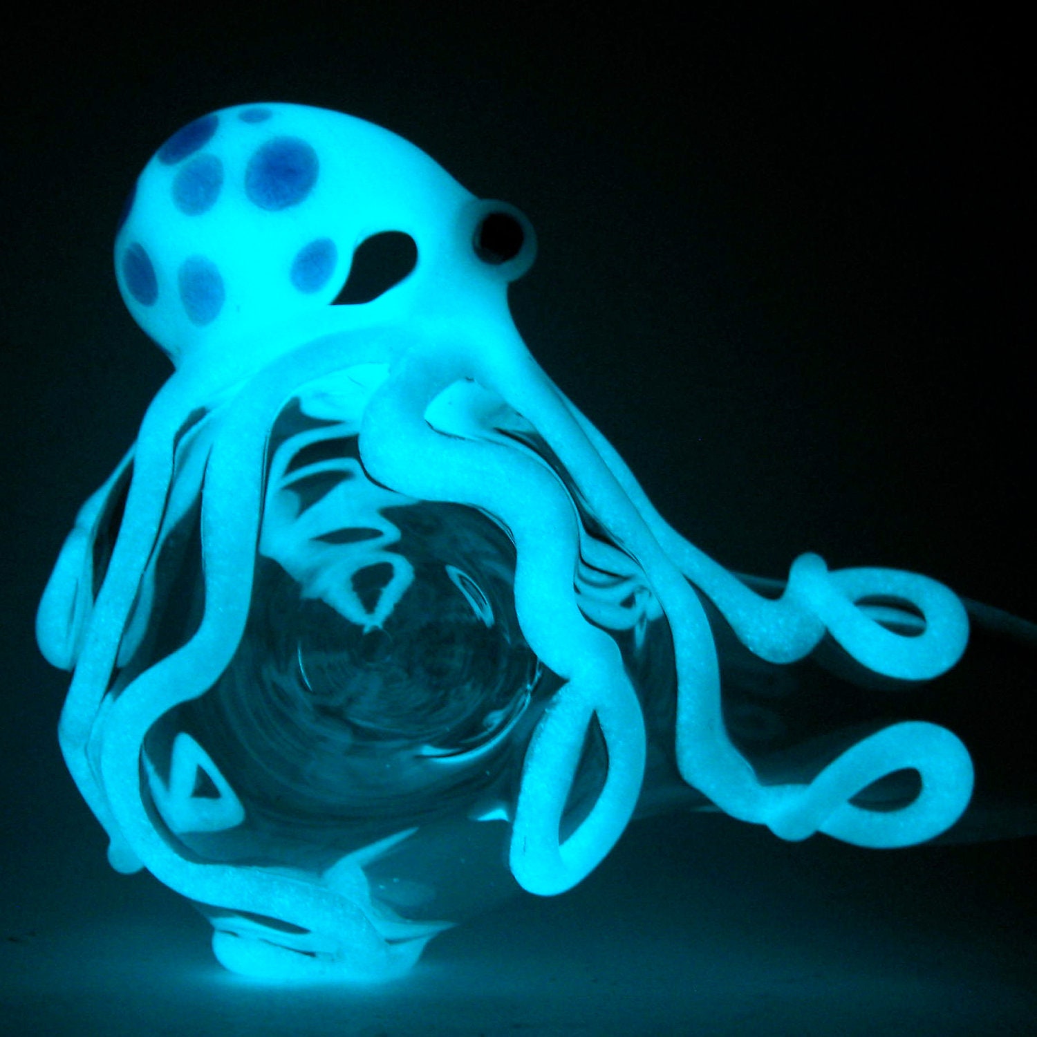 The Orginal Glow in the Dark Octopus  Spoon medium Hand Blown