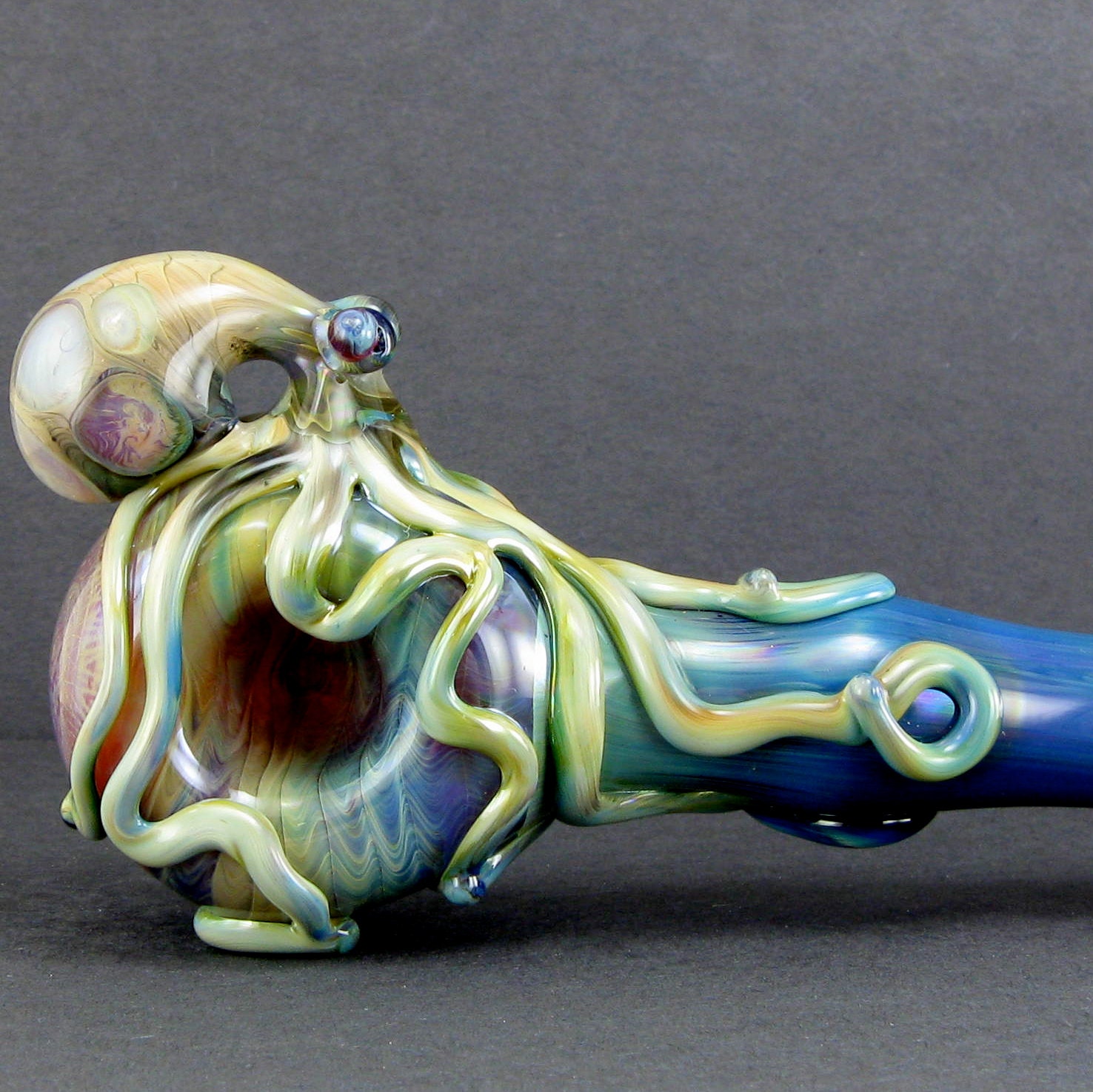 Glass Pipe Octopus Spoon dichroic Large Heavy Thick Wall Full