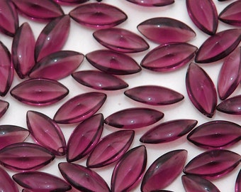 15x7 Vintage glass navettes - amethyst purple- 12 pc