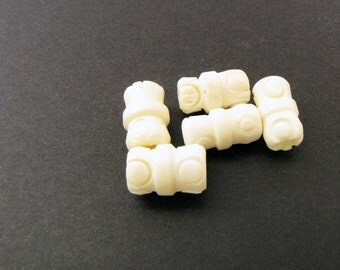 Carved Bone Ivory Color Tube Bead Dreadlock beads southwestern Native American Bead Supply Jewelry Supply