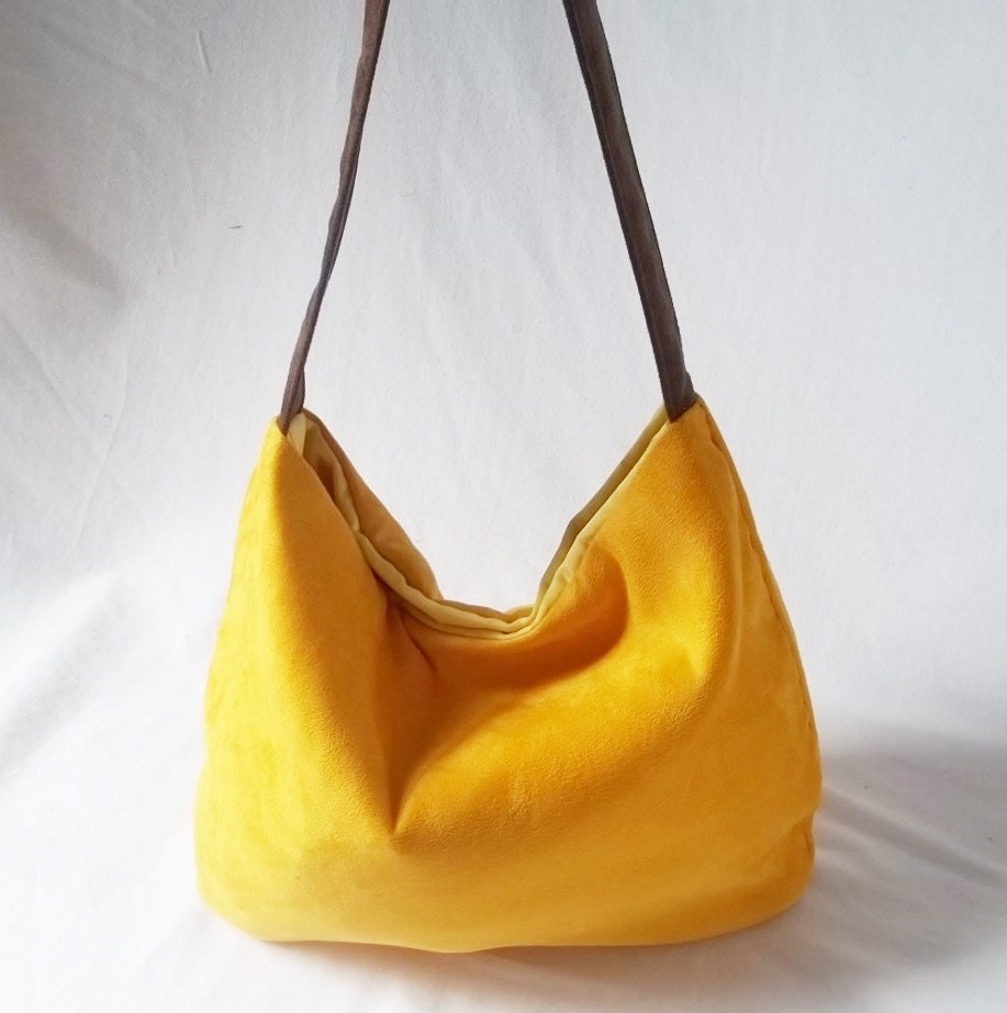 Hobo bag Mustard yellow ultra suede hobo hand bag by ACAmour