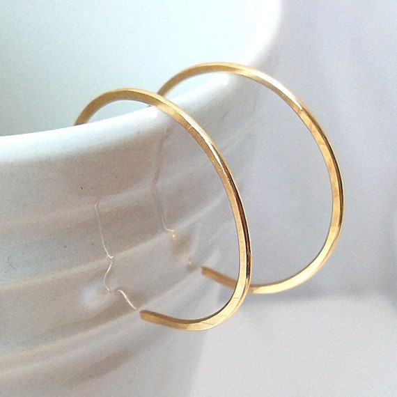 Small Gold Hoops, Gold Filled Hoop Earrings, Gold Reverse Hoop Earrings