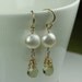 White Pearl wire wrapped Citrine teardrop / gold filled French Hooks / gemstone earrings / November Birthstone