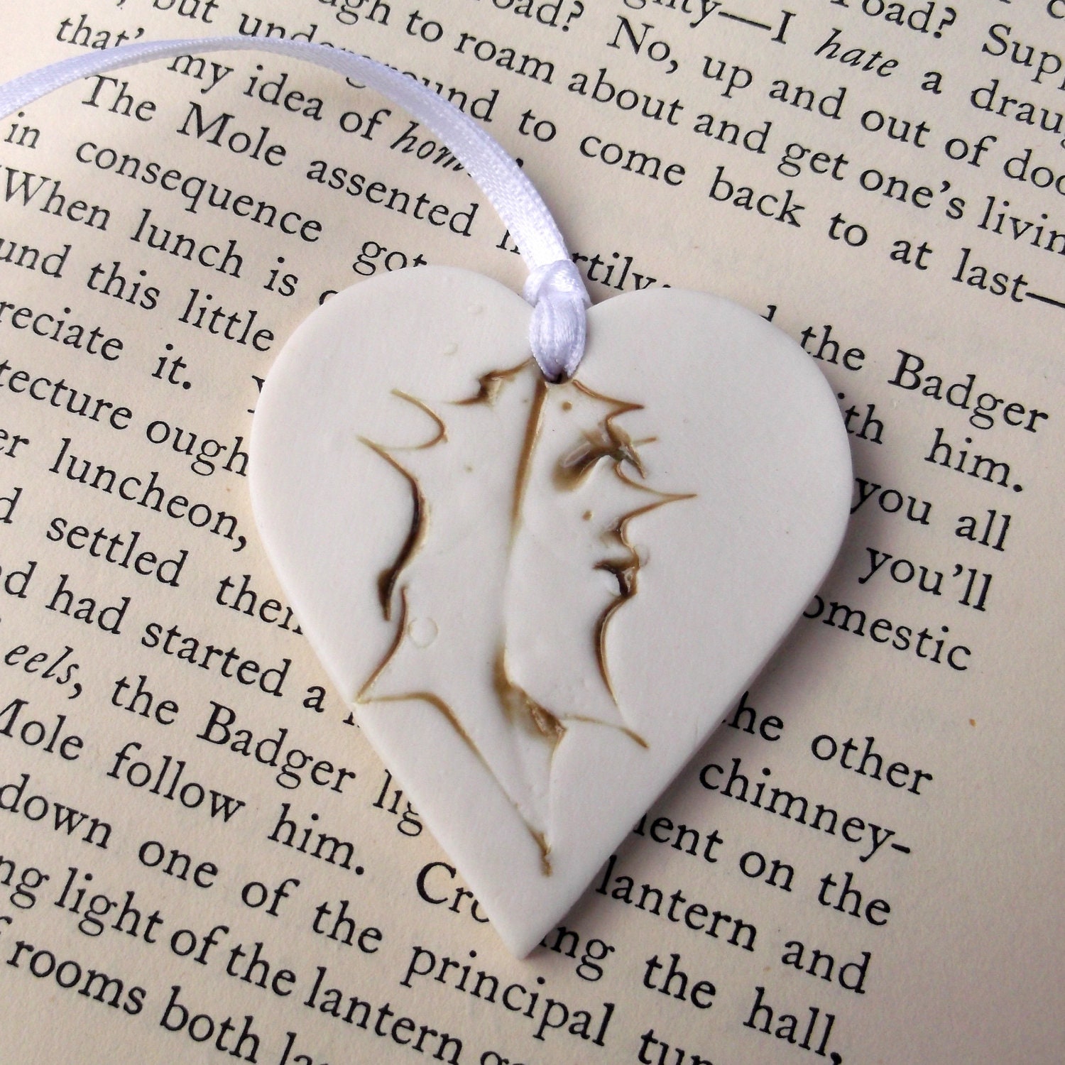 holly christmas tree decoration - heart christmas decoration - holly xmas decoration - ceramic christmas decor - unique stocking filler