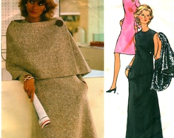 UNCUT * Vogue Couturier design Pattern 2739 - FABULOUS Sybil Connolly Evening Dress and Asymmetrical Cape - 3 Sizes available
