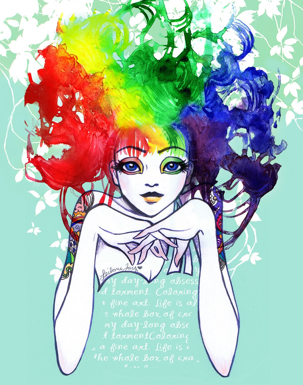 SPECTRA Rainbow  Hair  Girl Fashion Fine Art  11x14 Print by