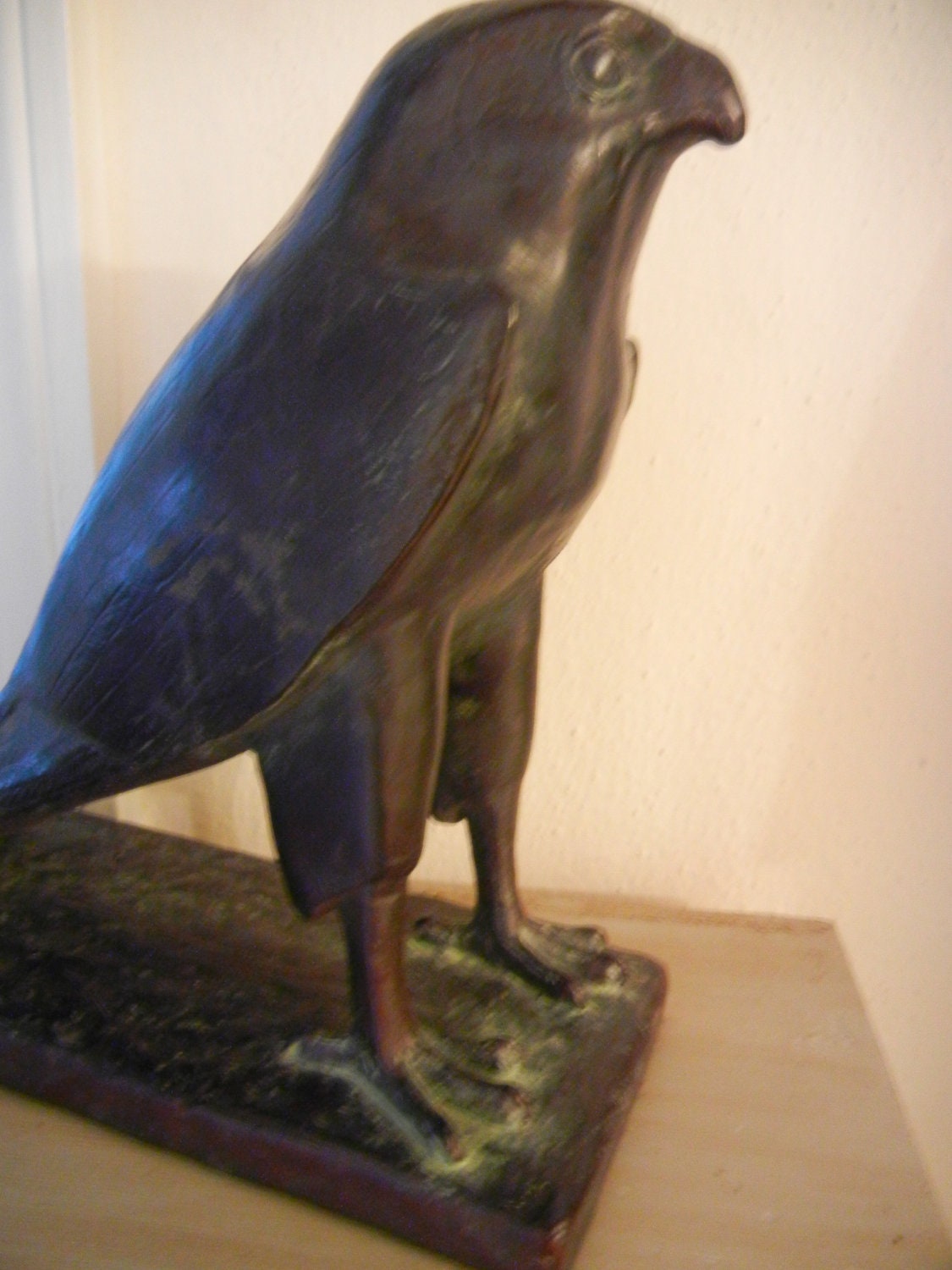 Vintage Black Falcon Statue Austin Prod Inc Hawk Bird