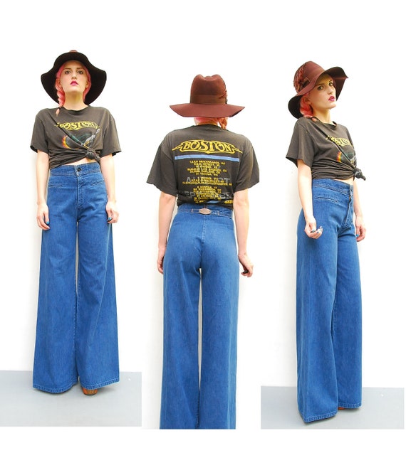 70s Levis Jeans Denim Wide Leg Boho Trousers High Waist