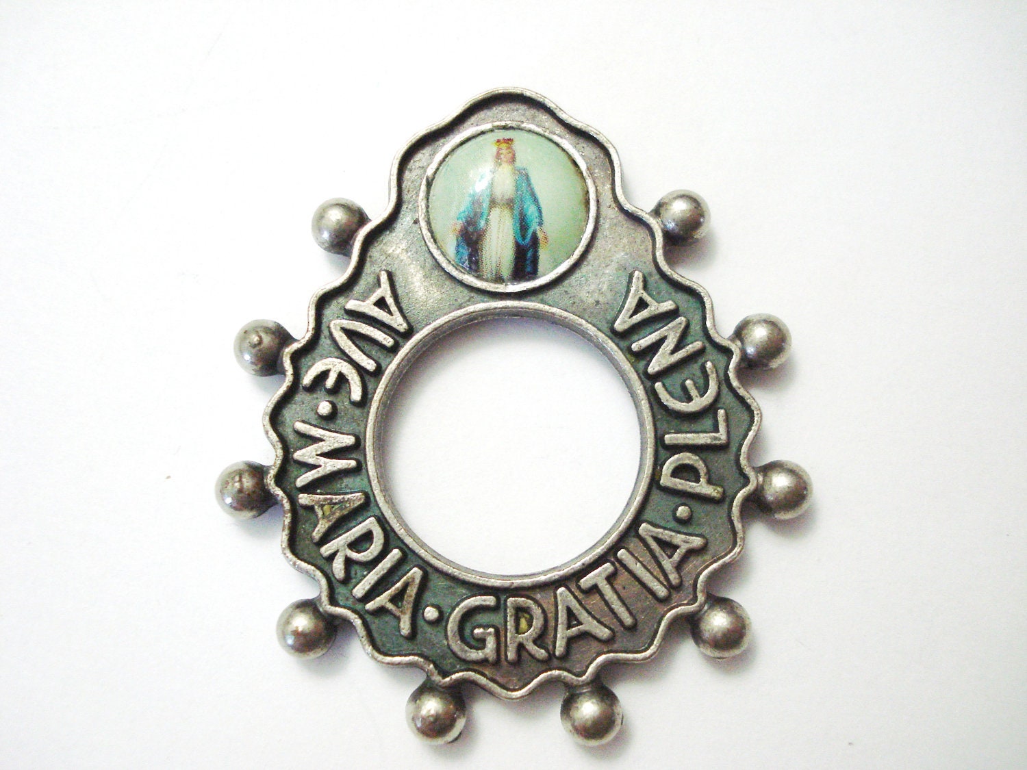 Latin Ave Maria Gratia Plena Rosary Ring Catholic Finger