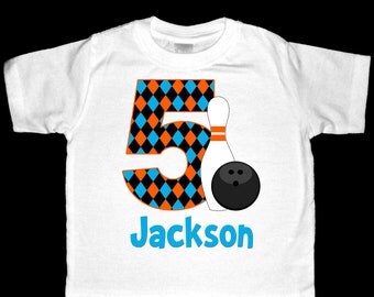 Personalized Birthday Bowling Shirt or Bodysuit - Personalized with ANY name and age
