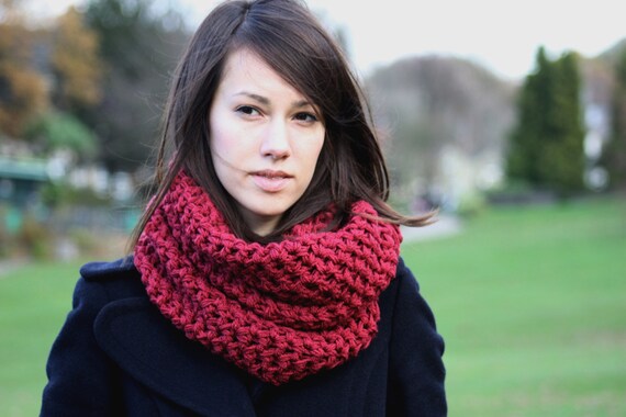 Infinity Scarf Circle Scarf Women s Chunky Snood Scarf by zukas