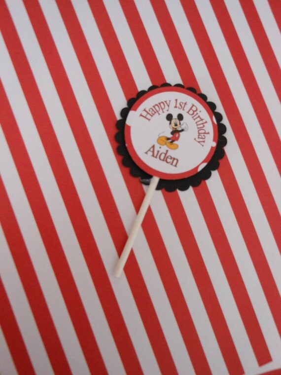 Mickey Mouse Cupcake Toppers- (12) Il_570xn