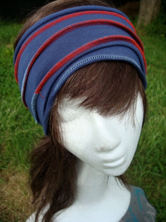 Womens Extra wide Lycra Stretch Headband Head Wrap Black with