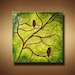 SALE 30% OFF Birds in Tree Abstract Painting -- Engraved and Textured -- 24 x 24 -- Sleepy Hollow Silhouettes -- by Britt Hallowell