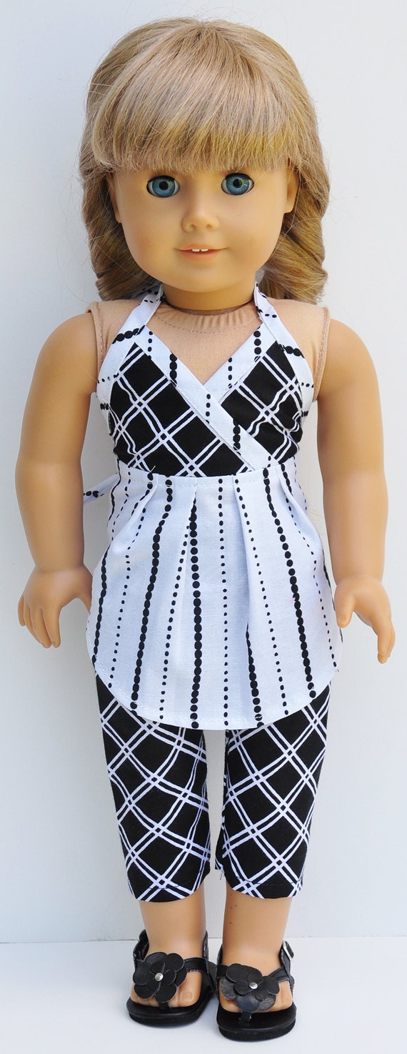 SALE American Girl Clothes Black & White Halter with Capri