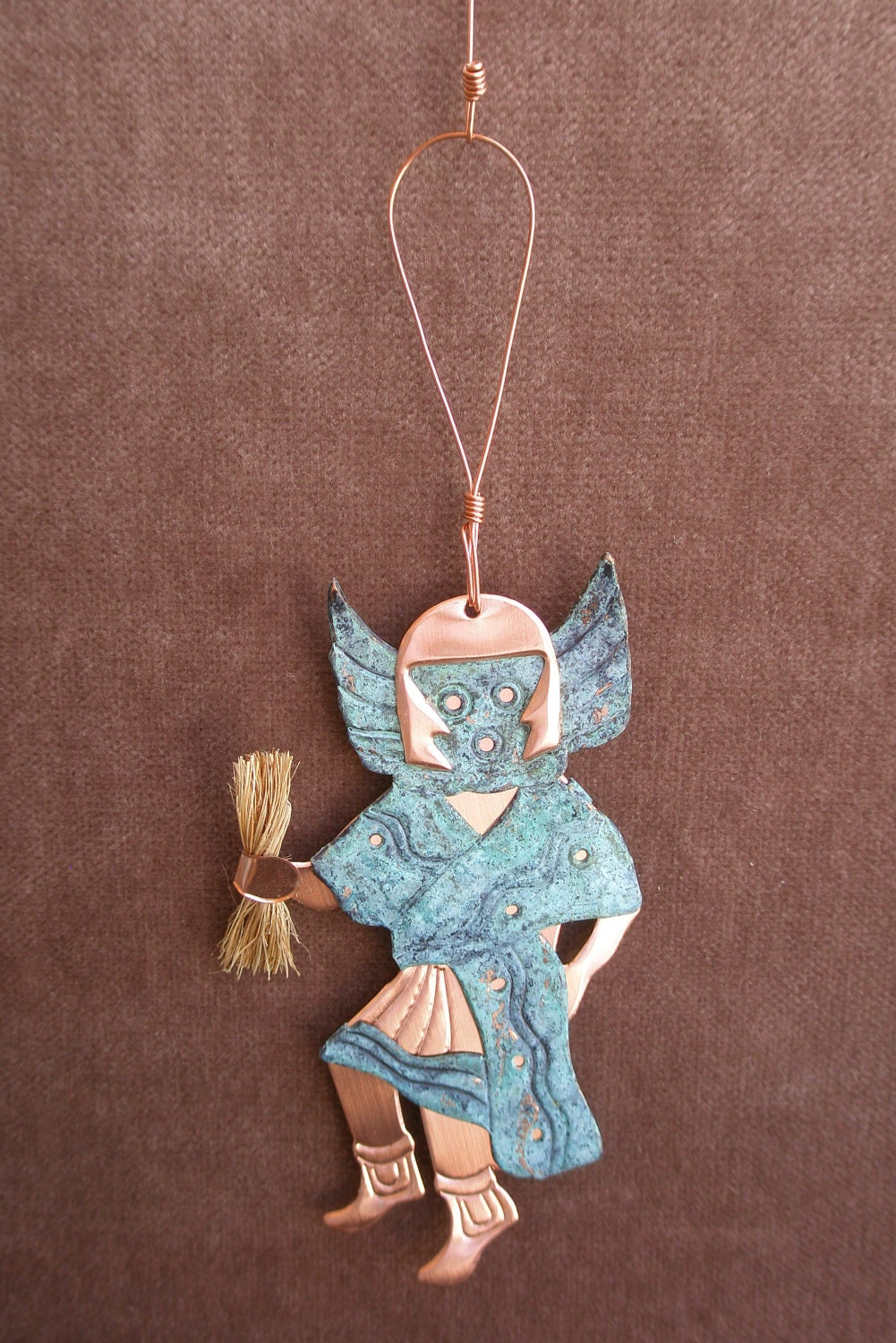 Kachina CROW MOTHER Copper Verdigris Ornament - Handcrafted in The Copper State (Arizona USA)