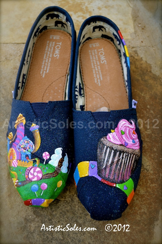 Candy Land II Custom Hand Painted TOMS Shoes by ArtisticSoles