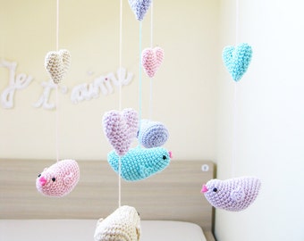 Bird Nursery Decor, Bird Baby Mobile, Nursery Mobile, Crib Mobile, Baby Shower Gift