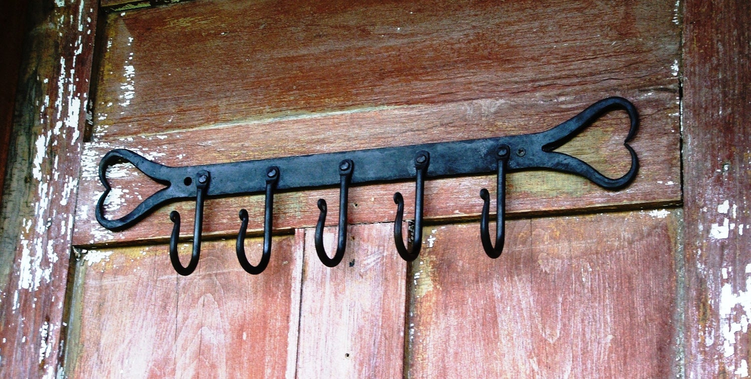 Wrought Iron Heart End Hook Rack