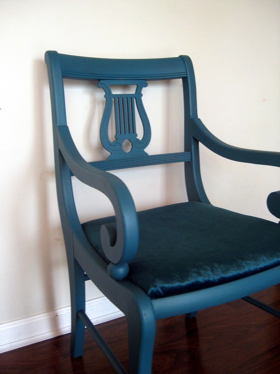 Accent Chair: Dark Teal and Velvet by greymaggy on Etsy