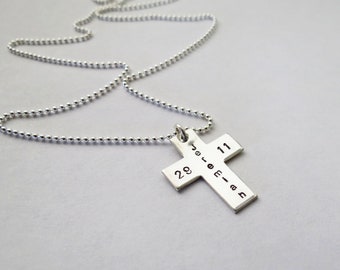 Personalized Mens Cross Necklace - Dad - Friend - Son - Brother - Baptism Gift - Confirmation - Godfather - Engraved - Father of Angel