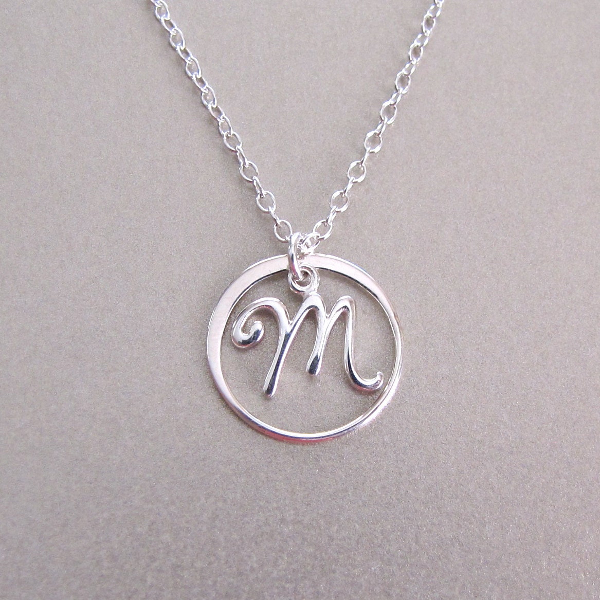 Circle Script Initial Necklace by on Etsy