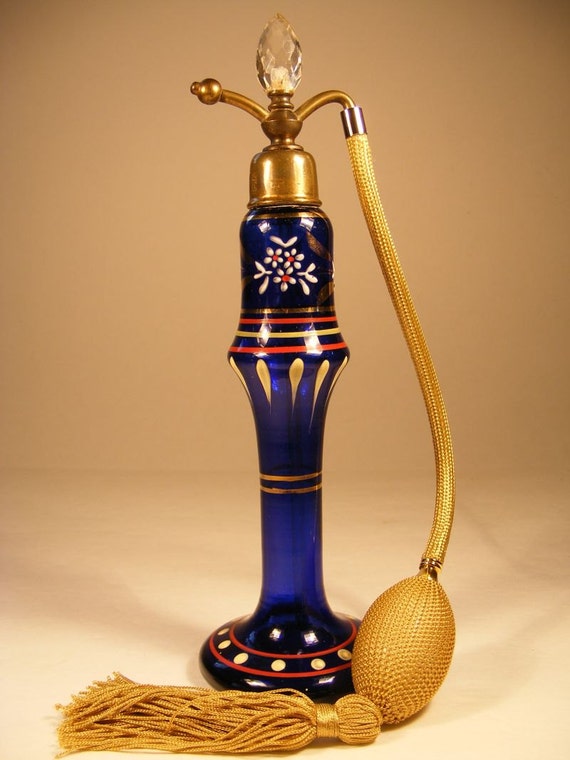 Items similar to Atomizer Perfume Bottle Antique Czechoslovakia JEWELED Top on Etsy