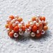 Vintage Bead Cluster Earrings, Orange Pink Cream Pearls, Clip-ons, Designer Japan, 1950s 1960s Mad Men, Summer Fall Jewelry