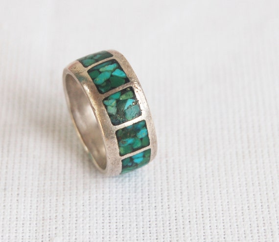 Vintage Southwestern Ring Band Chip Turquoise by AdobeHouseVintage