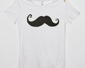 Items similar to mustache women's tshirt white on Etsy